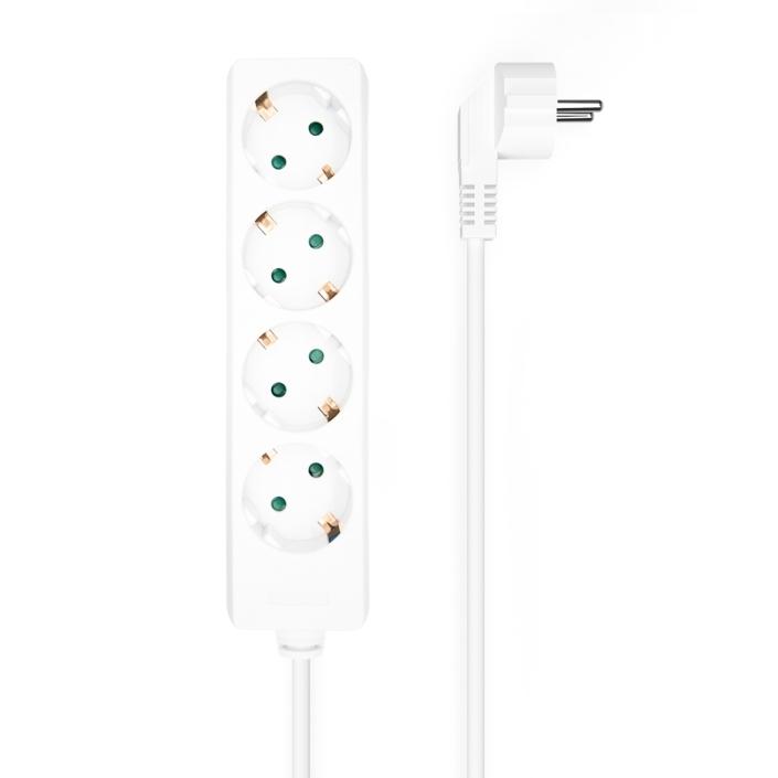 AISENS - Base multiple 4 tomas sin interruptor con cable 3x1.5mm2, blanco, 1.4m (Ref.A154-0533)