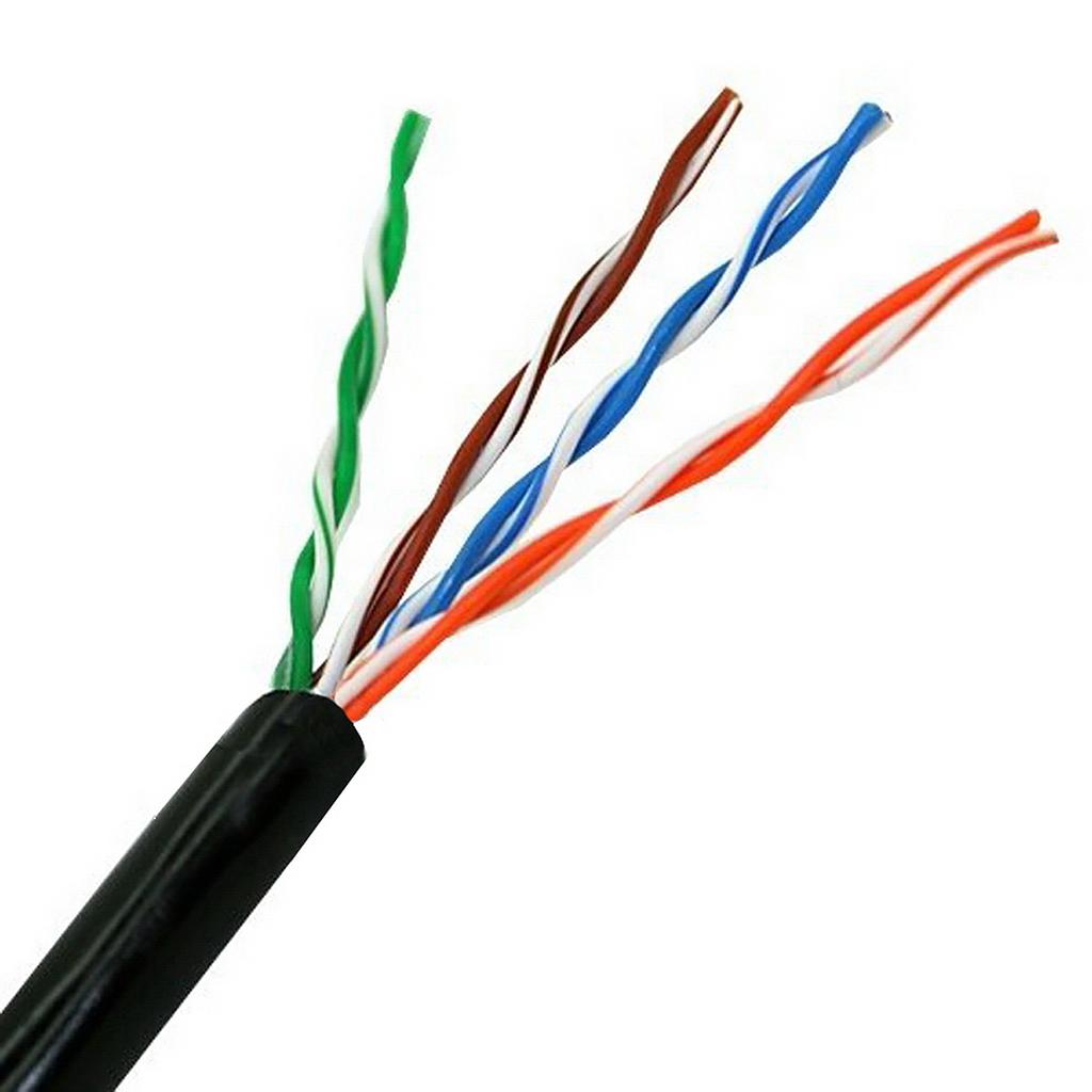 AISENS - CABLE DE RED EXTERIOR IMPERMEABLE RJ45 CAT.5E UTP RÍGIDO AWG24, NEGRO, 100M (Ref.A133-0212)