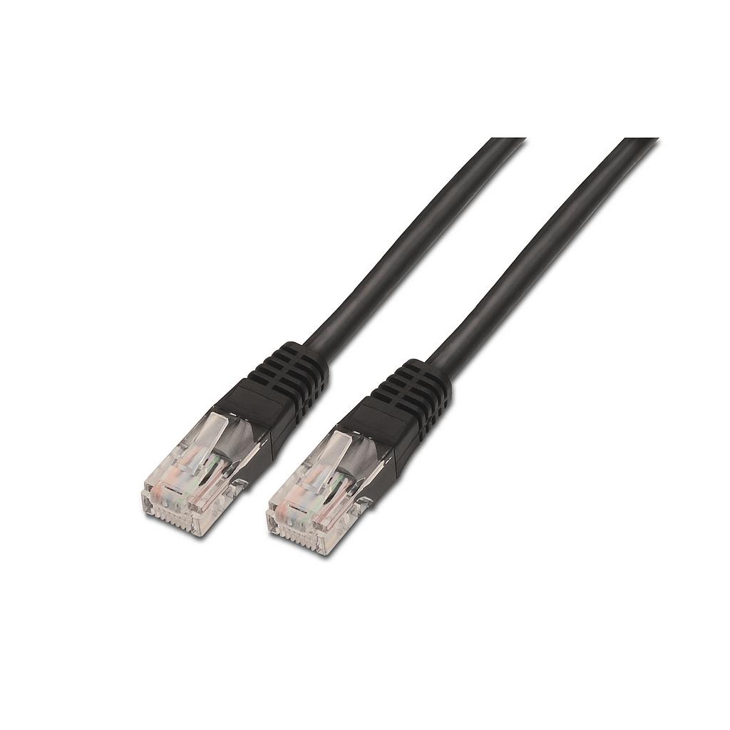AISENS - CABLE DE RED LATIGUILLO RJ45 CAT.5E UTP AWG24, NEGRO, 1.0M (Ref.A133-0203)