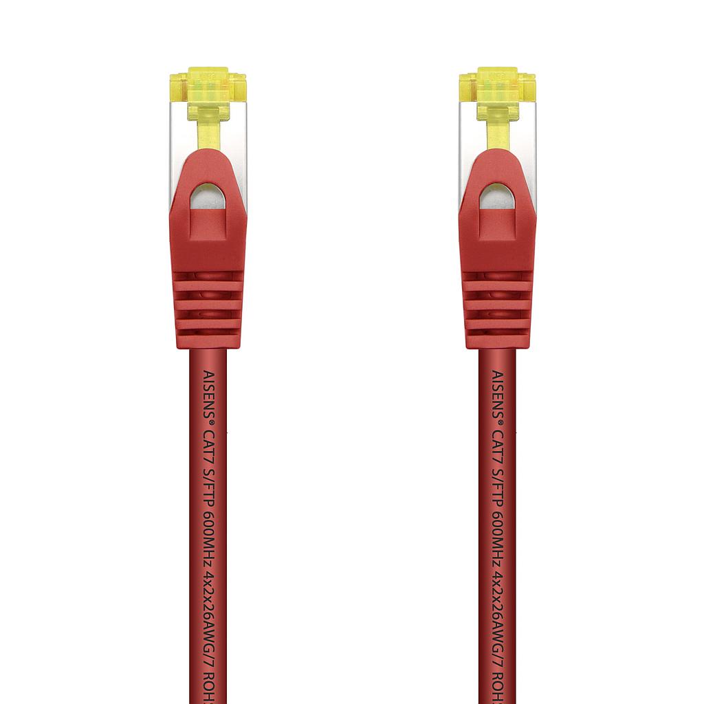 AISENS - CABLE DE RED LATIGUILLO RJ45 LSZH CAT.7 600 MHZ S/FTP PIMF AWG26, ROJO, 1.0M (Ref.A146-0470)