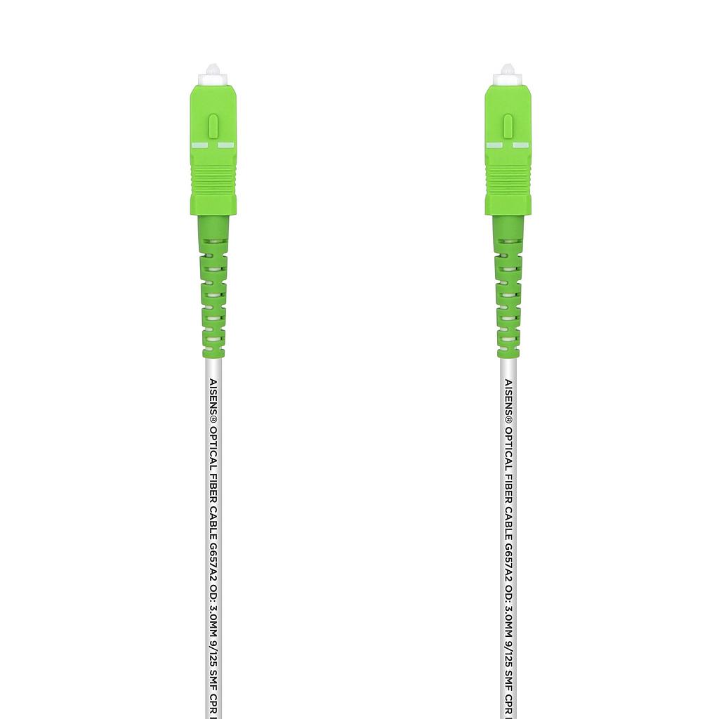 AISENS - Cable Fibra Optica Latiguillo G657A2 3.0 9/125 SMF SIMPLEX CPR DCA LSZH, SC/APC-SC/APC, BLANC (Ref.A152-0500)