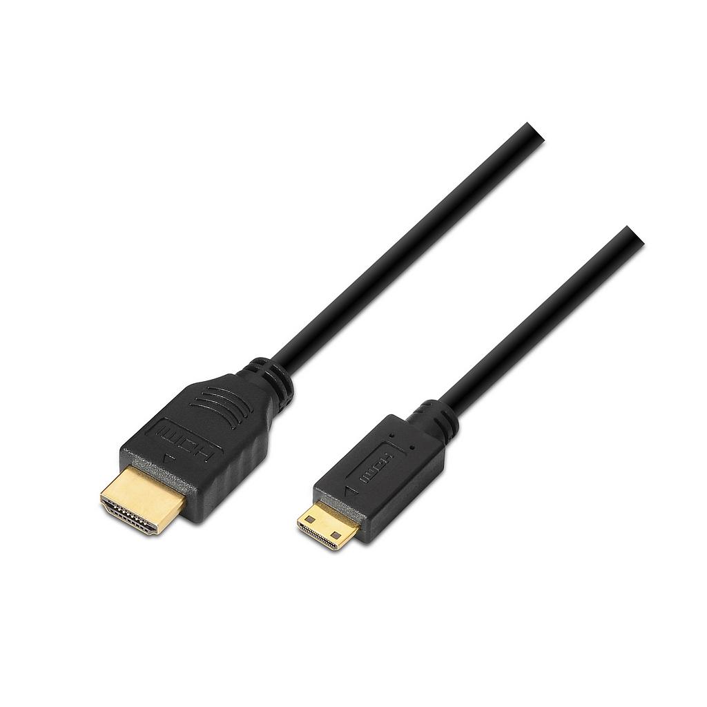 AISENS - CABLE HDMI A MINI HDMI ALTA VELOCIDAD / HEC, A/M-C/M, NEGRO, 3.0M (Ref.A119-0115)