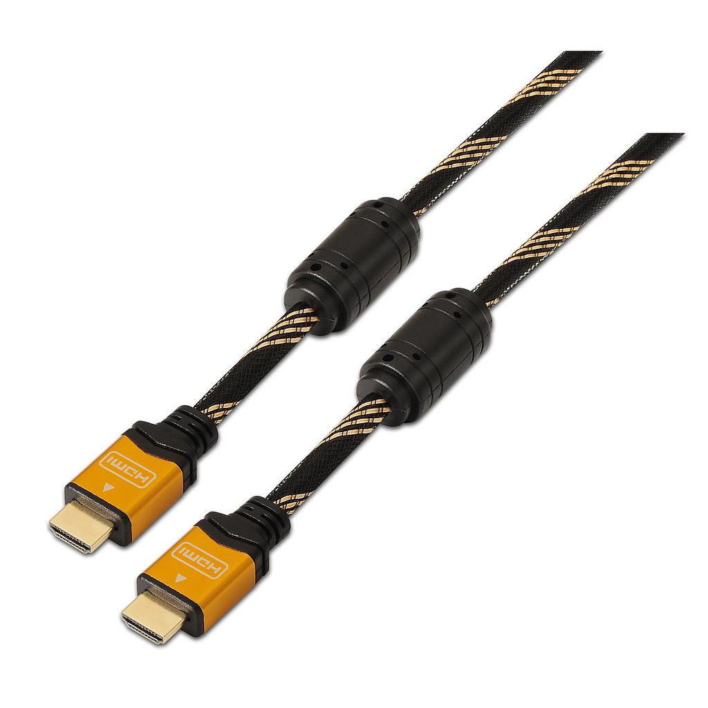 AISENS - CABLE HDMI ALTA VELOCIDAD / HEC CON FERRITA, A/M-A/M, ORO, 1.0M (Ref.A119-0110)