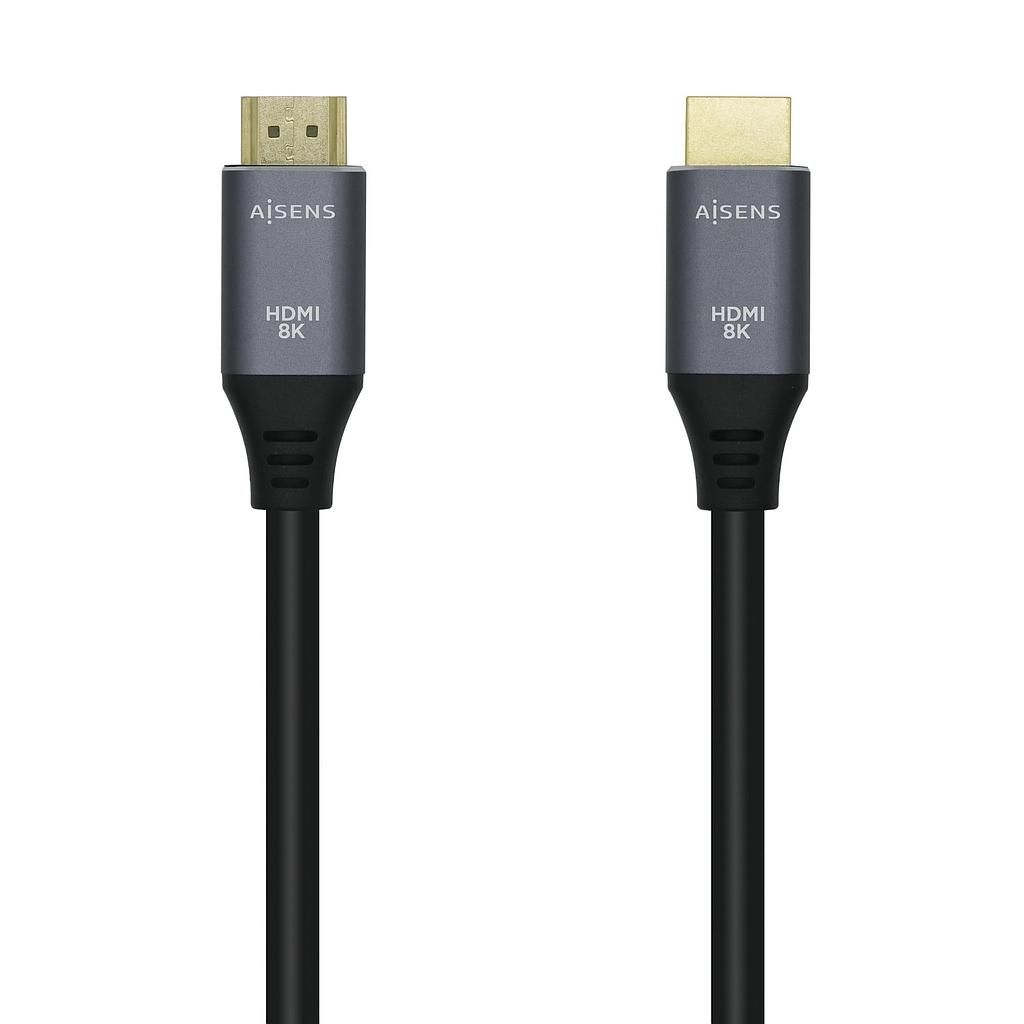 AISENS - CABLE HDMI V2.1 ULTRA ALTA VELOCIDAD / HEC 8K@60HZ 48GBPS, A/M-A/M, GRIS/NEGRO, 1.5M (Ref.A150-0427)