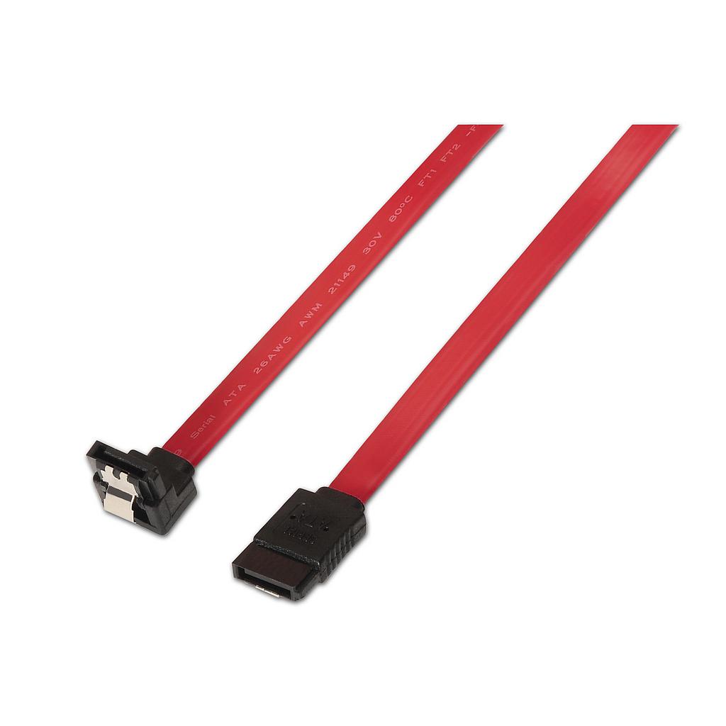 AISENS - CABLE SATA III DATOS 6G DATOS ACODADO CON ANCLAJES, ROJO, 0.5M (Ref.A130-0156)