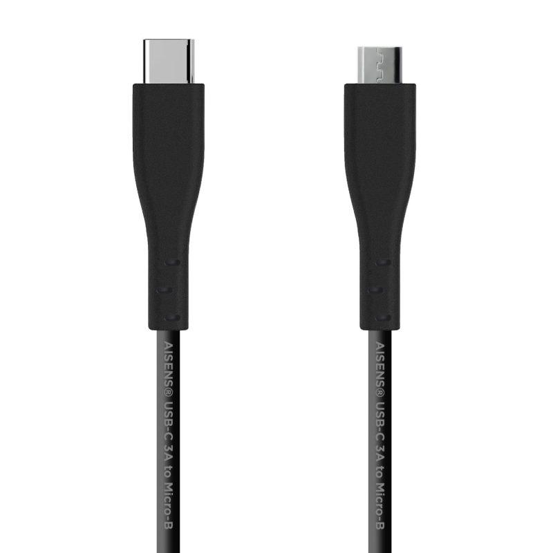 AISENS - CABLE USB 2.0 3A, TIPO USB-C/M-MICRO B/M, NEGRO, 2.0M (Ref.A107-0350)