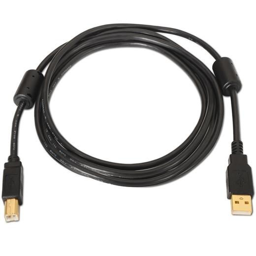 AISENS - CABLE USB 2.0 IMPRESORA ALTA CALIDAD CON FERRITA, TIPO A/M-B/M, NEGRO, 5.0M (Ref.A101-0011)