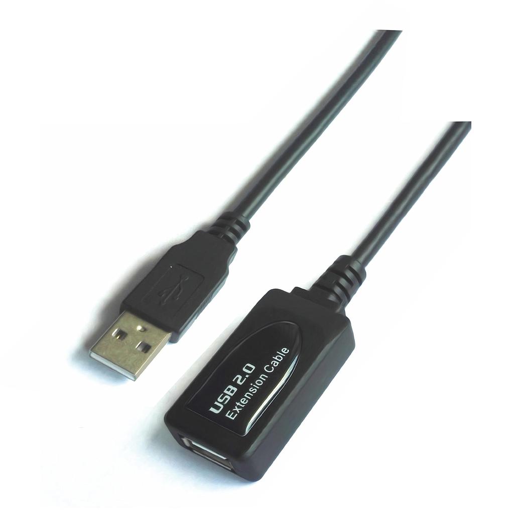 AISENS - CABLE USB 2.0 PROLONGADOR CON AMPLIFICADOR, TIPO A/M-A/H, NEGRO, 15M (Ref.A101-0020)