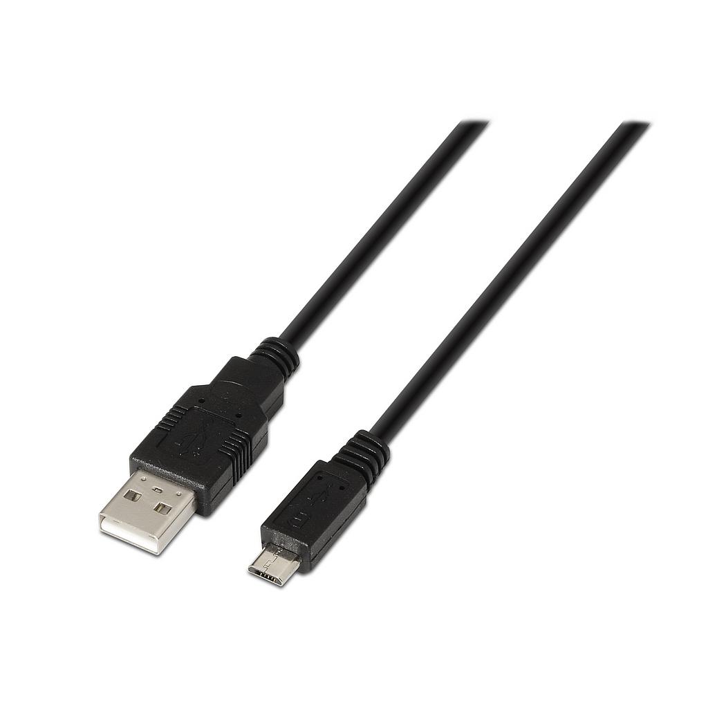 AISENS - CABLE USB 2.0, TIPO A/M-MICRO B/M, NEGRO, 3.0M (Ref.A101-0029)