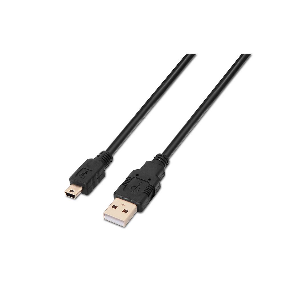 AISENS - CABLE USB 2.0, TIPO A/M-MINI B/M, NEGRO, 1.8M (Ref.A101-0025)