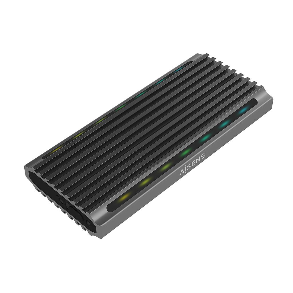 AISENS - CAJA EXTERNA M.2 RGB GAMING SATA/NVME A USB3.1 GEN2, GRIS (Ref.ASM2-RGB011GR)