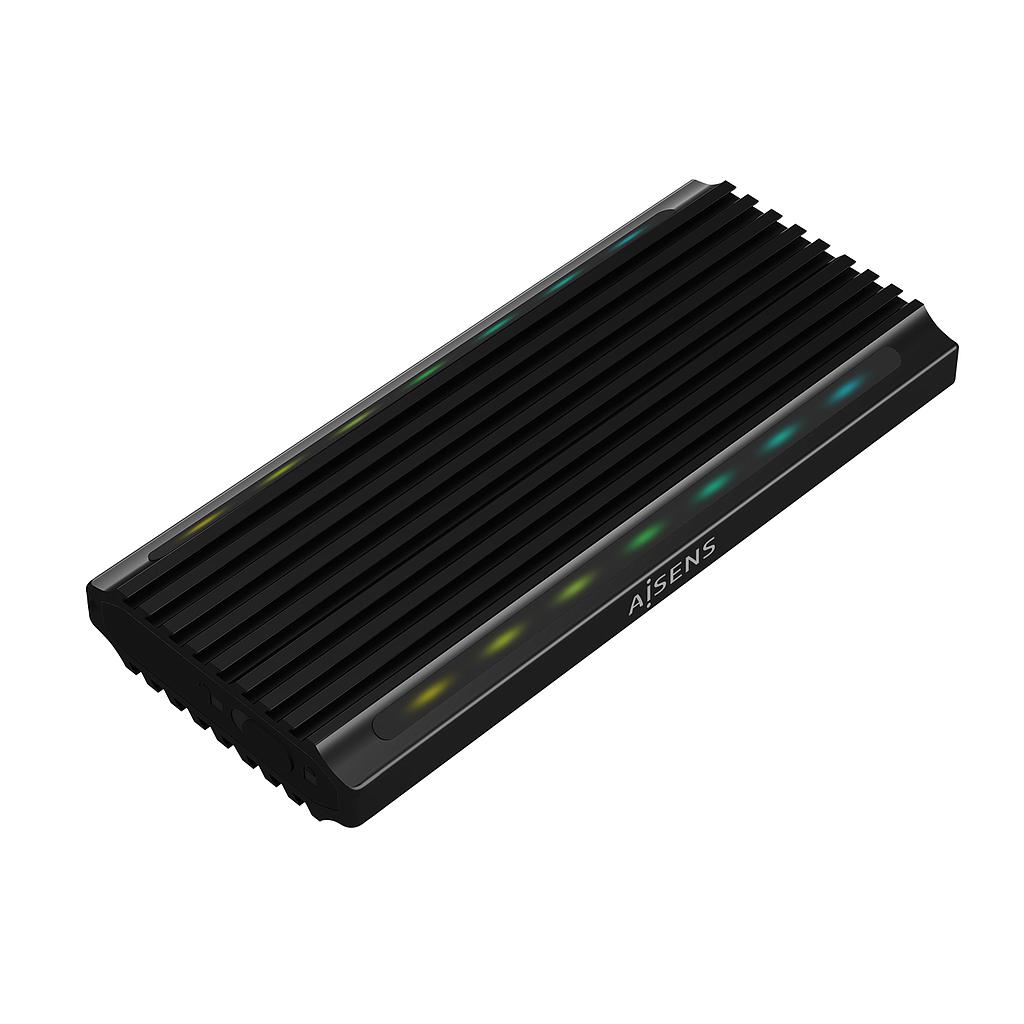 AISENS - CAJA EXTERNA M.2 RGB GAMING ASM2-RGB011GR SATA/NVME A USB3.1 GEN2, NEGRA (Ref.ASM2-RGB012B)