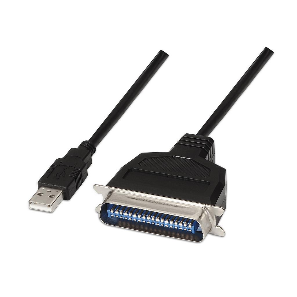 AISENS - CONVERSOR USB IMPRESORA, TIPO A/M-CN36(IEEE1284)/M, NEGRO, 1.5M (Ref.A104-0038)
