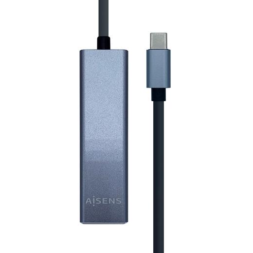 AISENS - CONVERSOR USB3.1 GEN1 USB-C A ETHERNET GIGABIT 10/100/1000 MBPS + HUB 3XUSB3.0 GRIS 15CM (Ref.A109-0396)