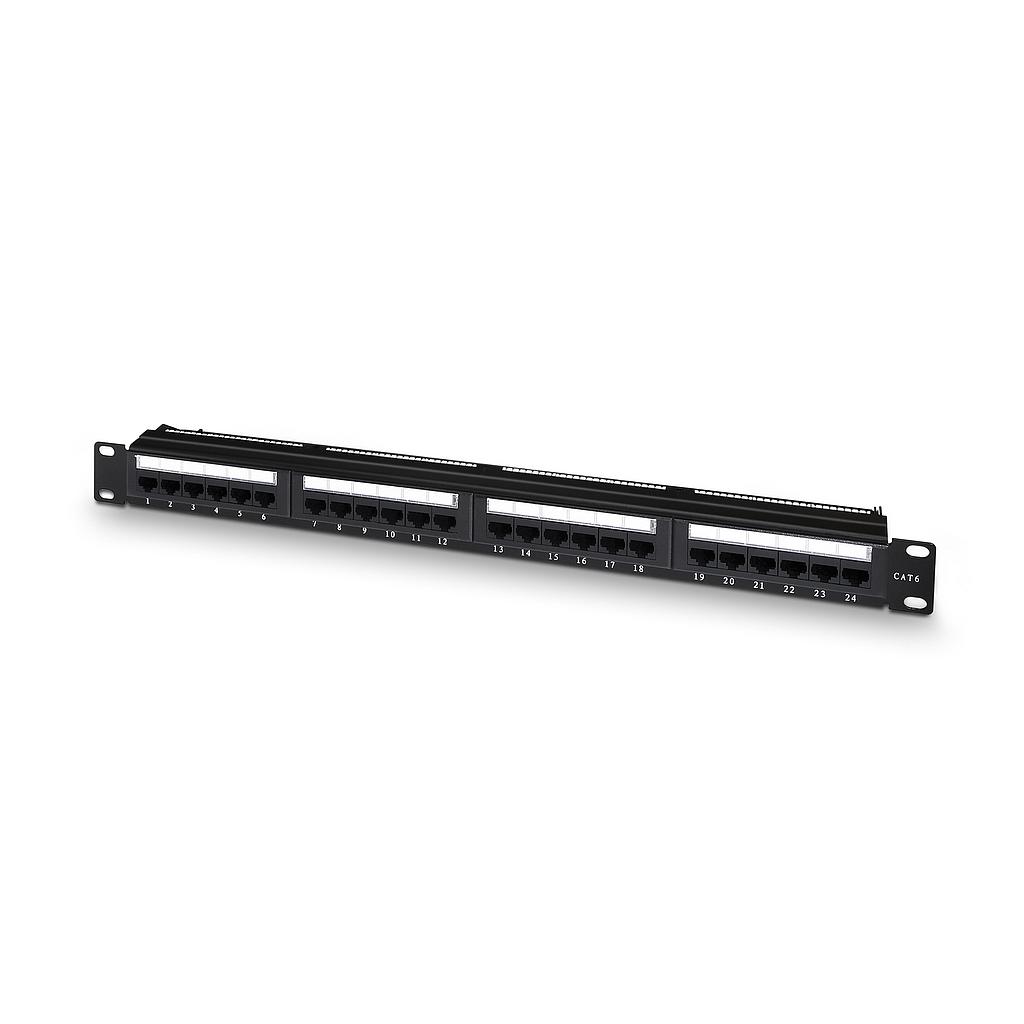 AISENS - PANEL DE PARCHEO DE 24 PUERTOS RJ45 CAT6 UTP 191U DUAL IDC CON GESTION DE CABLES NEG (Ref.A141-0509)