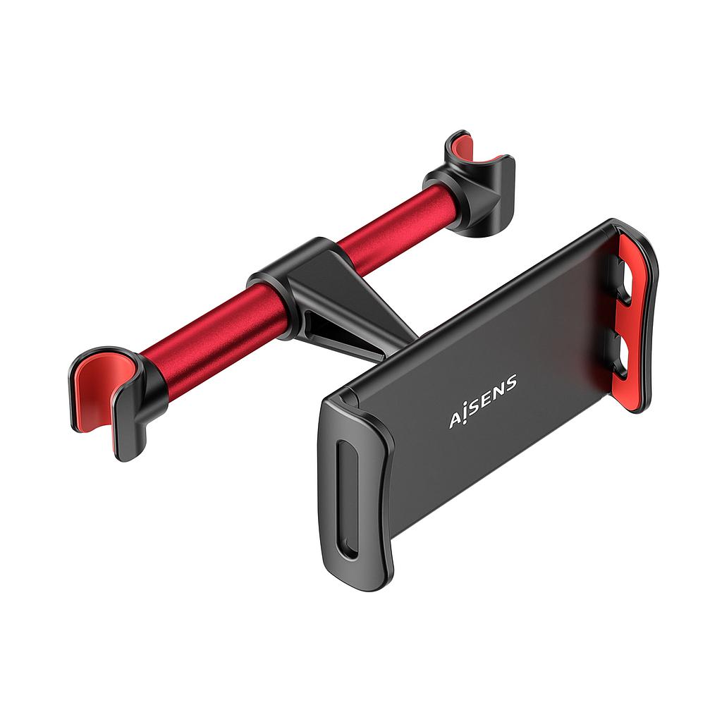 AISENS - SOPORTE COCHE AJUSTABLE (1 PIVOTE) PARA REPOSACABEZAS PARA TELEFONO / TABLET, ROJO (Ref.MSC1P-105)