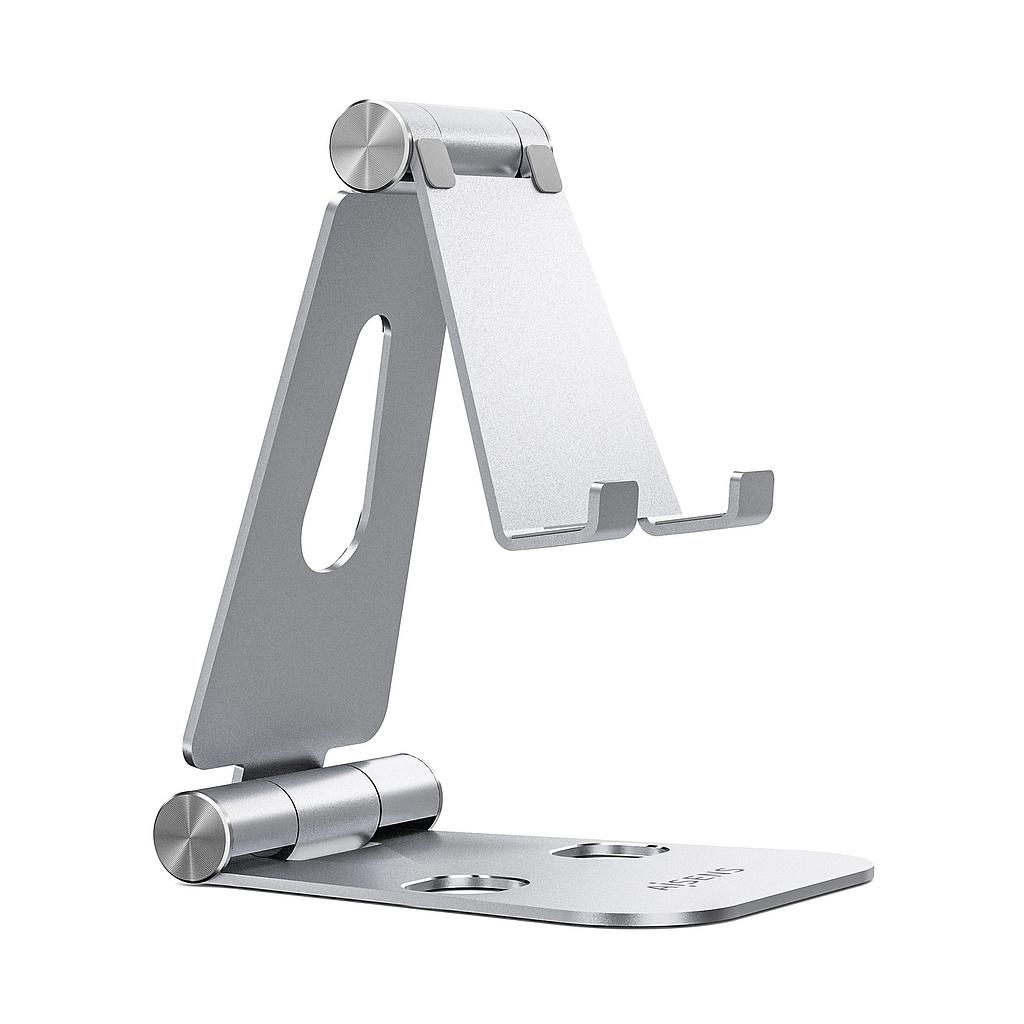 AISENS - SOPORTE DE SOBREMESA TAMAÑO XL AJUSTABLE (2 PIVOTES) PARA MOVIL / TABLET, PLATA (Ref.MS2PXL-092)
