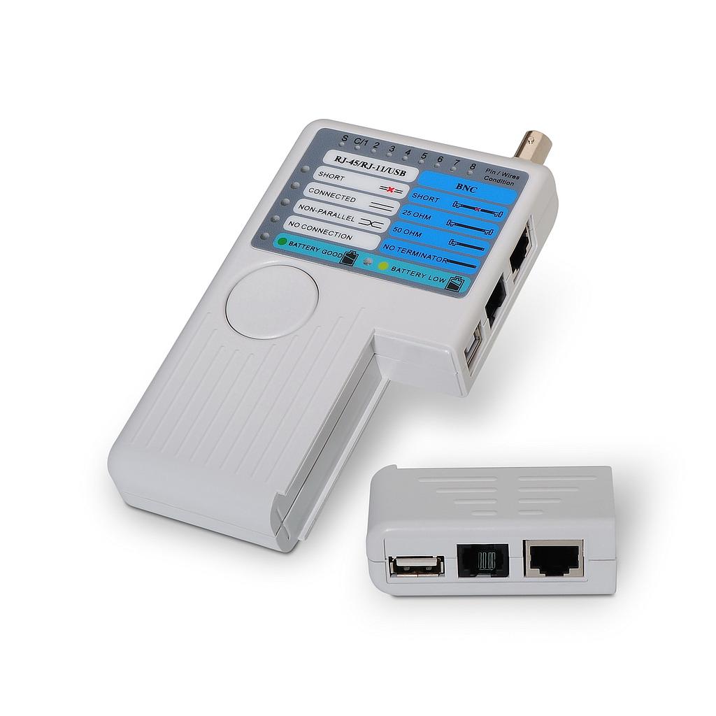 AISENS - TESTEADOR PARA CABLE RJ11/RJ12/RJ45, USB, COAXIAL (Ref.A142-0313)