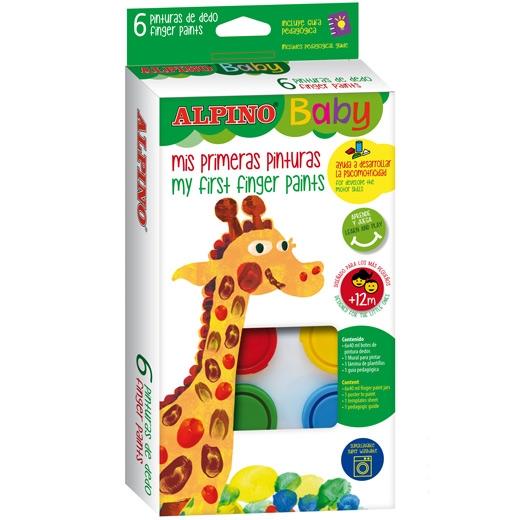 ALPINO - SET DE PINTURA DE DEDOS BABY COLORES SURTIDOS -PACK DE 6- (Ref.DD002016)