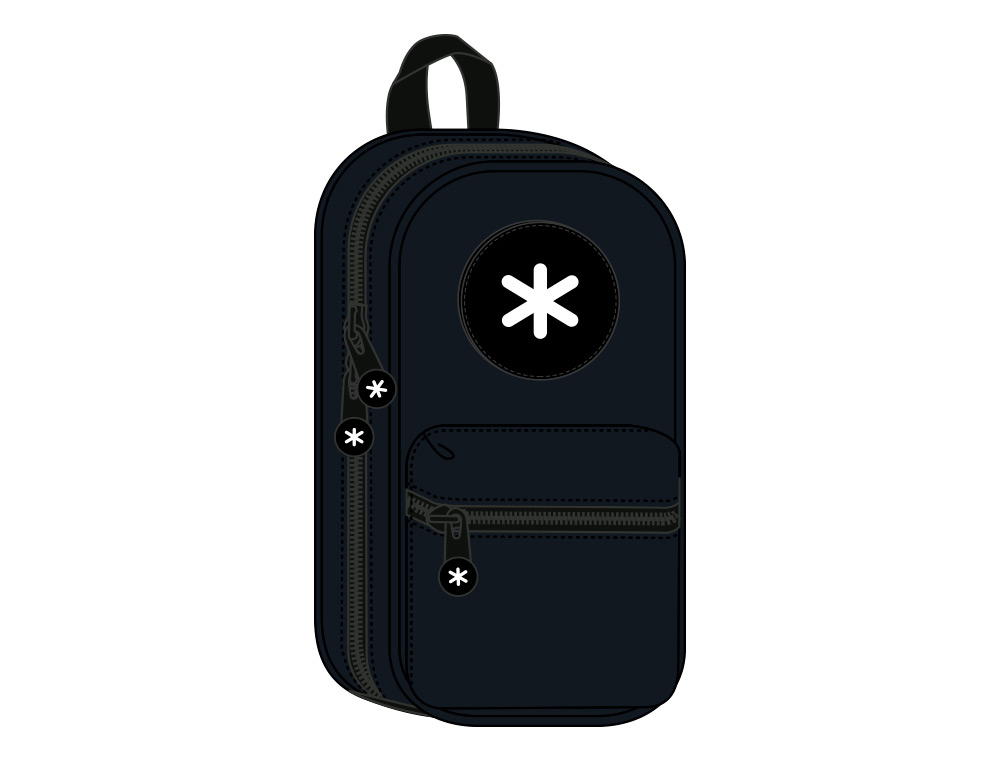 ANTARTIK - BOLSO ESCOLAR PORTATODO FORMA DE MOCHILA CON BOLSILLO Y 4 DEPARTAMENTOS COLOR NEGRO 230X50X120 MM (Ref.TK51)