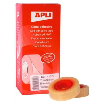 APLI - CINTA ADHESIVA ROLLO 15MMX33M TRANSPARENTE -10U- (Ref.11329)