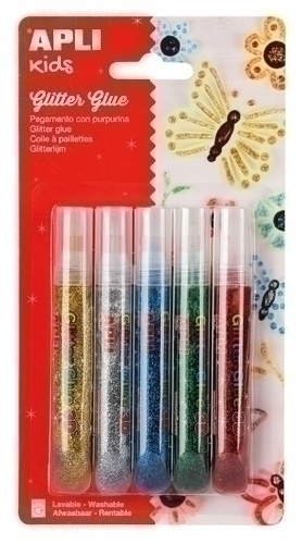 APLI - COLA GLITTER GLUE LAPIZ METALIZADO 5x13ml (Ref.13223)