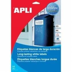 APLI - ETIQUETAS POLIESTER BLANCO PARA IMPRESORA LÁSER Y FOTOCOPIADORAS / 45X45 MM / CANTOS ROMOS - 20 HOJAS- (Ref.12847)