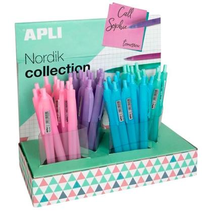 APLI - EXPOSITOR BOLÍGRAFO GEL PEN NORDIK COLLECTION TINTA AZUL COLORES SURTIDOS -60U- (Ref.18280)
