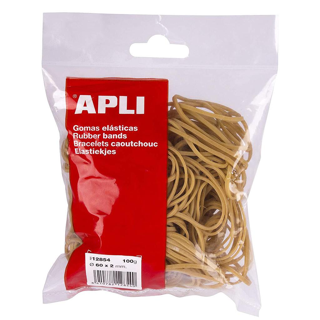 APLI - GOMA ELÁSTICA MARRÓN CAUCHO 60X2MM 100 GR. (Ref.12854)