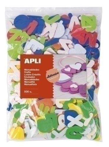 APLI - GOMA EVA FORMAS ADHESIVAS LETRAS COLOR BOLSA de 500 (Ref.17439)