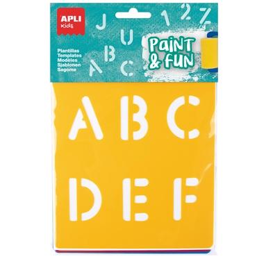 APLI - PLANTILLAS DE FORMAS LETRAS Y NÚMEROS PAINT &amp; FUN PP FLEXIBLE BOLSA DE 6 SURTIDOS (Ref.19407)