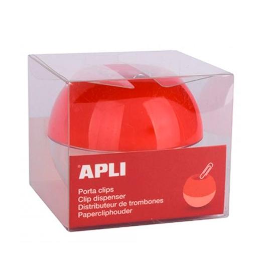 APLI - PORTACLIPS REDONDO CON 35 CLIPS ROJO (Ref.13351)