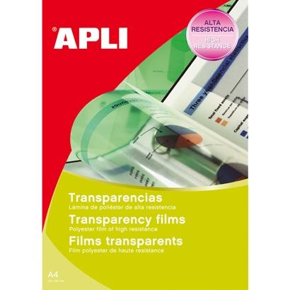 APLI - TRANSPARENCIAS SIN BANDA PARA INKET A4 100 MICRAS 100 HOJAS (Ref.1269)