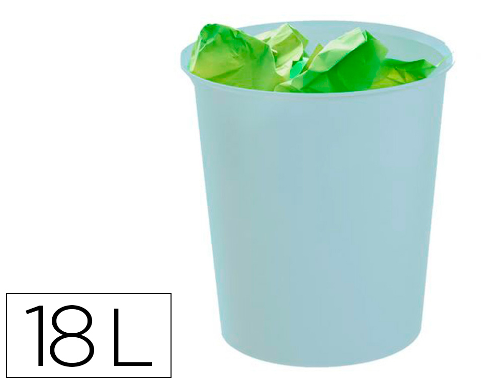 ARCHIVO 2000 - PAPELERA ECOGREEN 100% RECICLADO Y RECICLABLE AZUL PASTEL 18 LITROS 290X310 MM (Ref.2001 AZ PS)