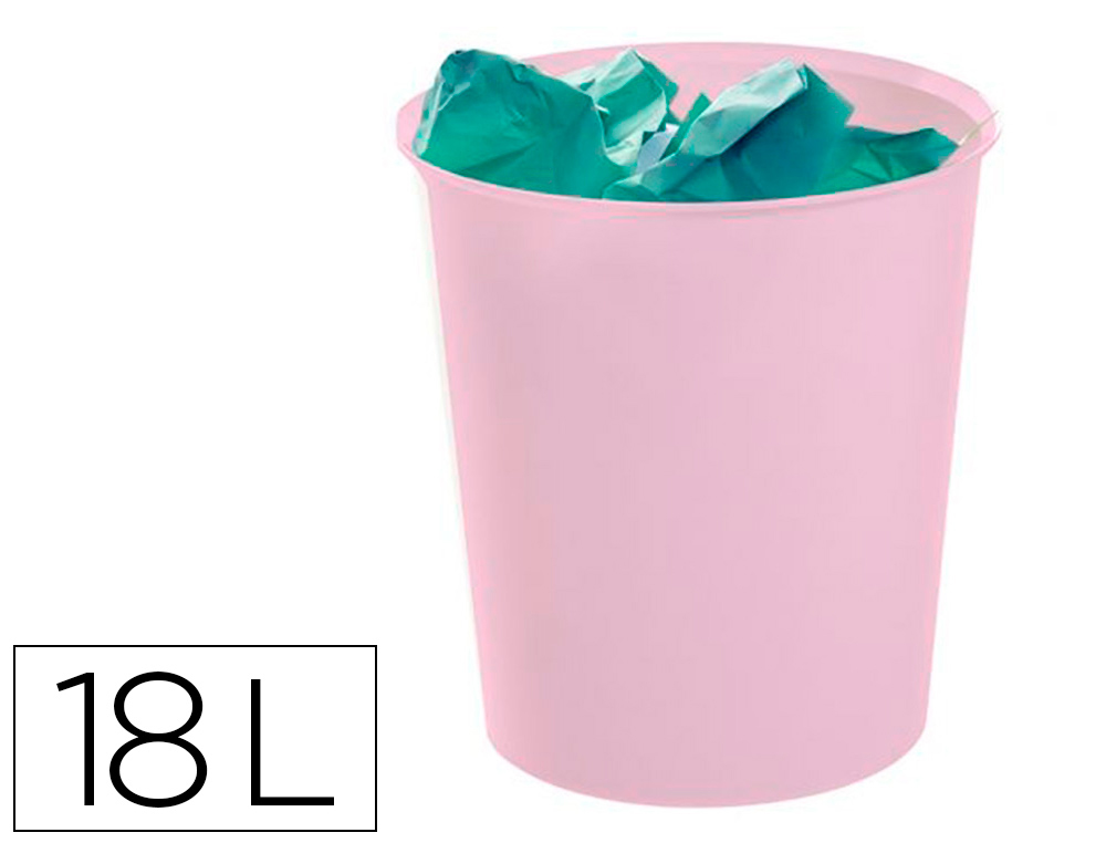 ARCHIVO 2000 - PAPELERA ECOGREEN 100% RECICLADO Y RECICLABLE ROSA PASTEL 18 LITROS 290X310 MM (Ref.2001 RS PS)