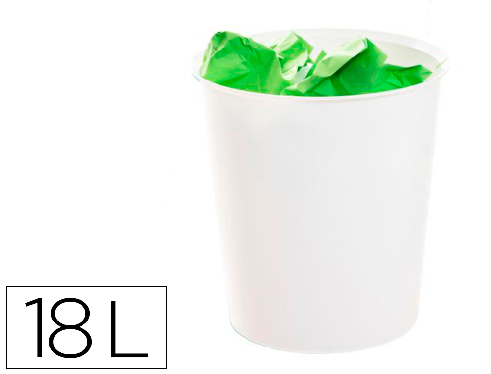 ARCHIVO 2000 - PAPELERA PLASTICO ECOGREEN 100% RECICLADA 18 LITROS COLOR BLANCO PASTEL (Ref.2001 BL PS)