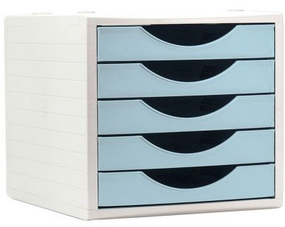 ARCHIVOTEC - MÓDULO ECOGREEN 100% RECICLADO Y RECICLABLE 5 CAJONES AZUL PASTEL 340X270X260 MM ARCHIVO 2000 (Ref.4005 AZ PS)
