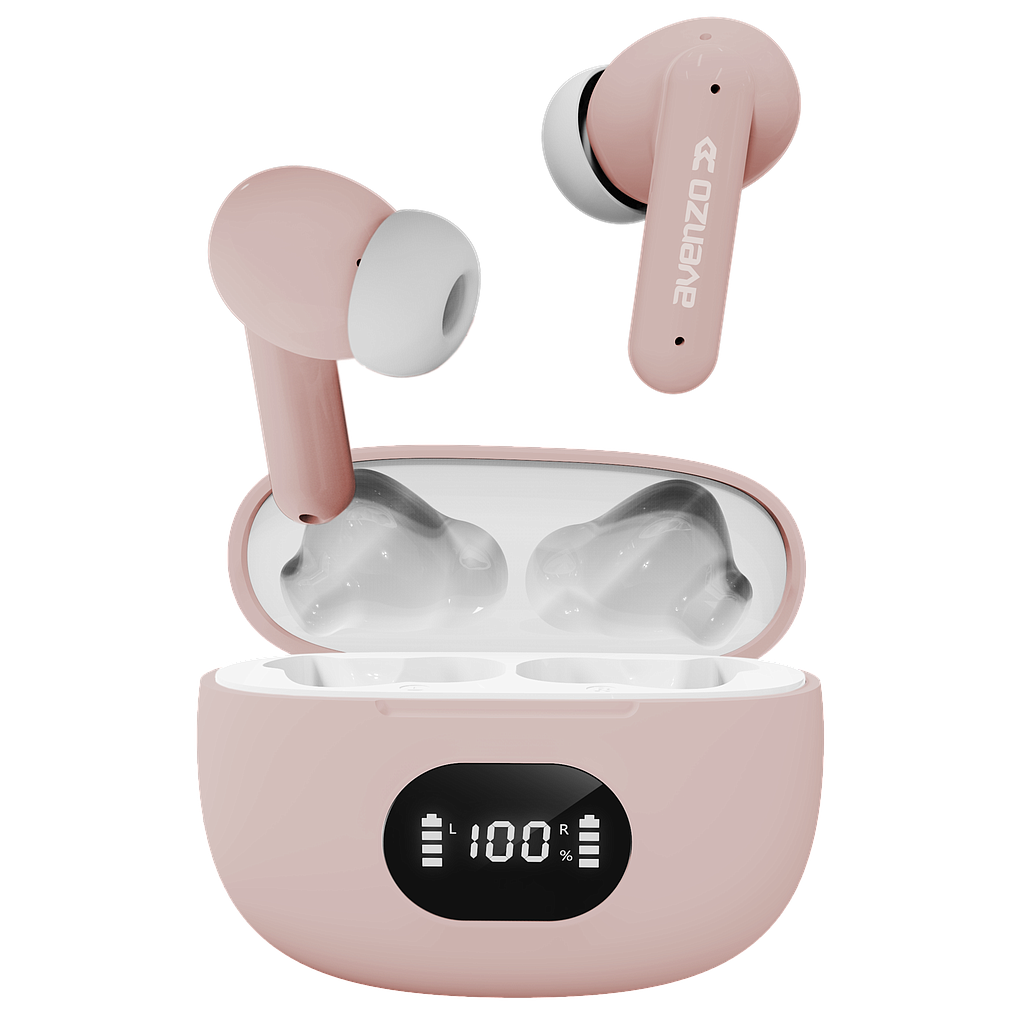 AVENZO - AURICULARES TRUE WIRELESS TACTILES CON POWER BANK ROSA (Ref.AV-TW5010P)