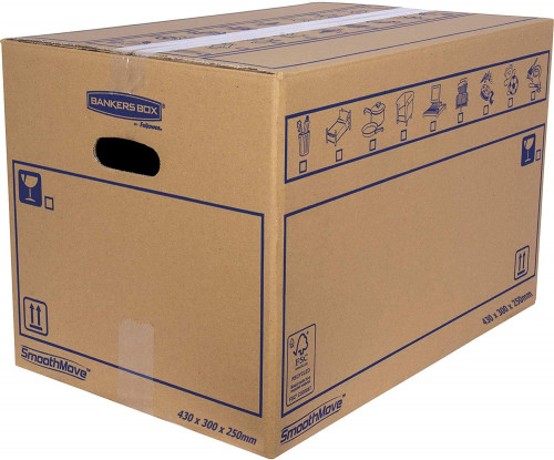 BANKERS BOX - CAJA DE EMBALAR MUDANZA CARTON SIMPLE TAMAÑO M (430x300x250) P/10 (Ref.6208301)