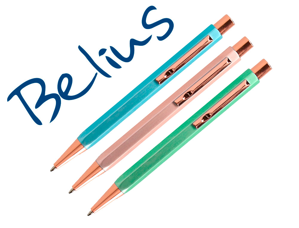 BELIUS - BOLIGRAFO BRELA CUERPO HEXAGONAL CON CLIP COLORES PASTELES CAJA DE REGALO CON 3 BOLIGRAFOS (Ref.BB186)