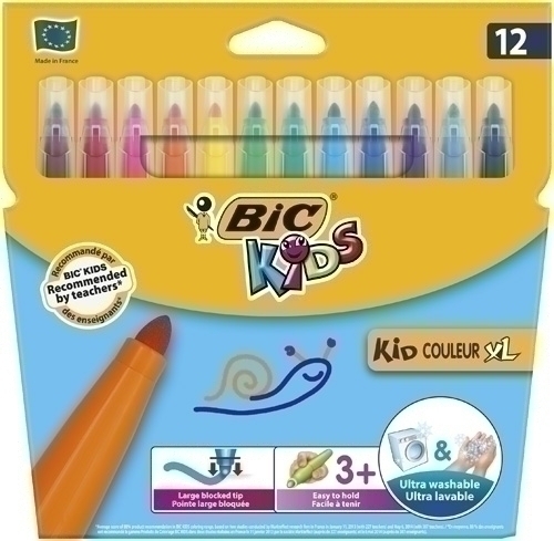 BIC - ROTULADOR FIBRA KID COULEUR XL BLISTER de 12 (Ref.8289662/828966)