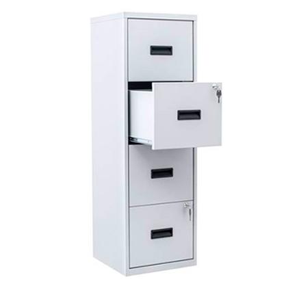 BISLEY - ARCHIVADOR METÁLICO 4 CAJONES , 40X40X125 CM (ANCHO X FONDO X ALTO) FORMATO A4 -CAPACIDAD CAJON 15KG- TIRADOR DE PLÁSTICO GRIS (MONTADO) (Ref.PFA4F-V7)