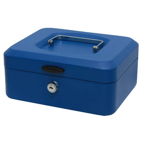 BISMARK - CAJA CAUDALES CON BANDEJA Y CIERRE TAMAÑO MEDIANA 20X9,5X15 CM. AZUL (Ref.318735)