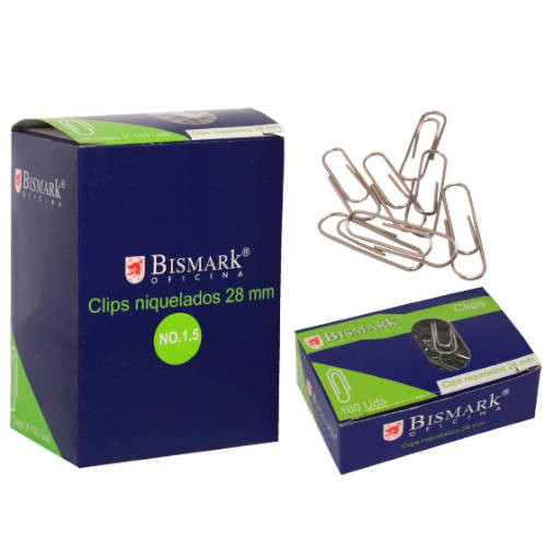 BISMARK - CLIP Nº1,5 (28 mm.) NIQUELADO CAJA de 100 (Ref.316866)