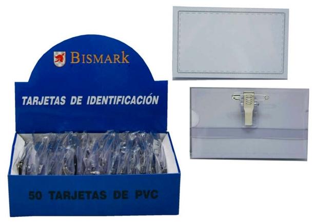 BISMARK - TARJETA DE IDENTIFICACIÓN HORIZONTAL PVC 57X90 MM CON PINZA -50U- (Ref.304528)