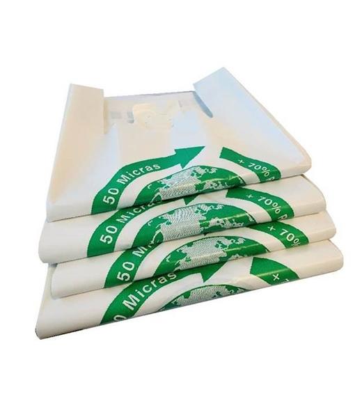 BOLSAS - BOLSA DE CAMISETA 30X40 50 MICRAS 70% RECICLADO -PAQUETE 100U- (Ref.70229)