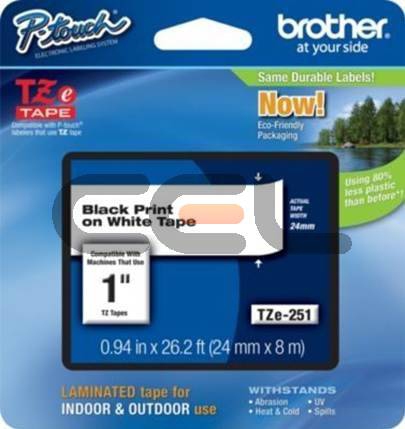 BROTHER - Cinta laminada blanco/negro 24mm (Sin Blister) (Ref.TZe251CIV)
