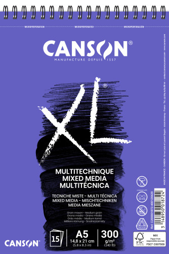 CANSON - XL Mix Media Bloc de hojas de papel para bellas artes 30 hojas (Ref.C200001872)