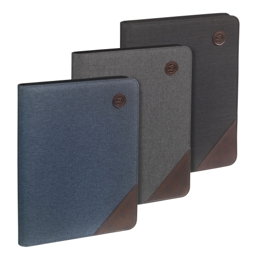 CARCHIVO - CARPETA de CONGRESOS VENTURE TEXTIL A4 con BOLSILLO TABLET 9,7&quot;, TARJETERO, BLOCK y CREMALLERA GRIS (Ref.24210007)