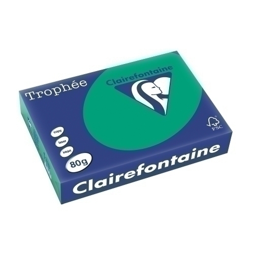 CLAIREFONTAINE - PAPEL COLOR A4 TROPHEE 80g 500h VERDE PI (Ref.1783C)